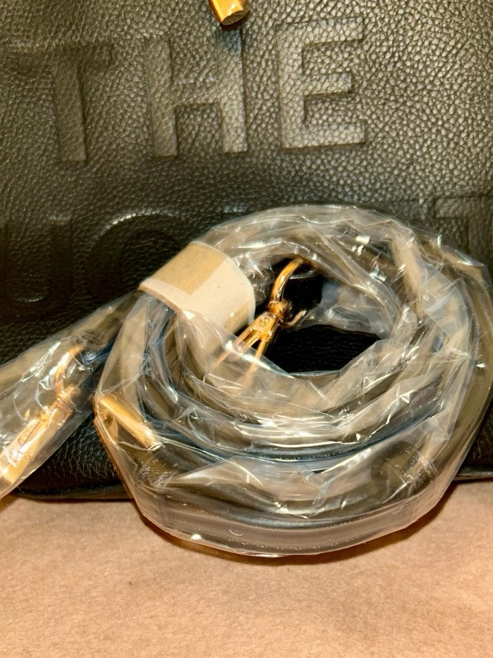 Source Unknown Black Bucket Tote with Gold Hardware
